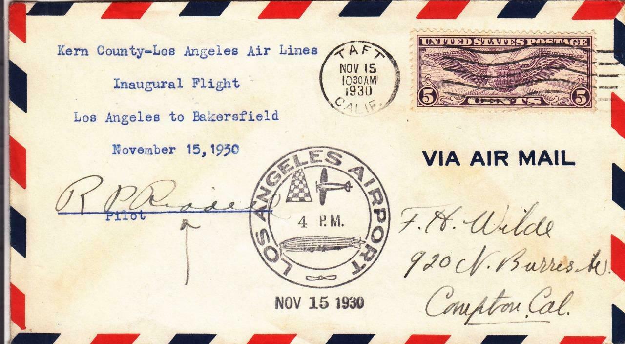 1930, Inaugural Flt., Kern County-los Angeles Air Lines, See Remark (30774)