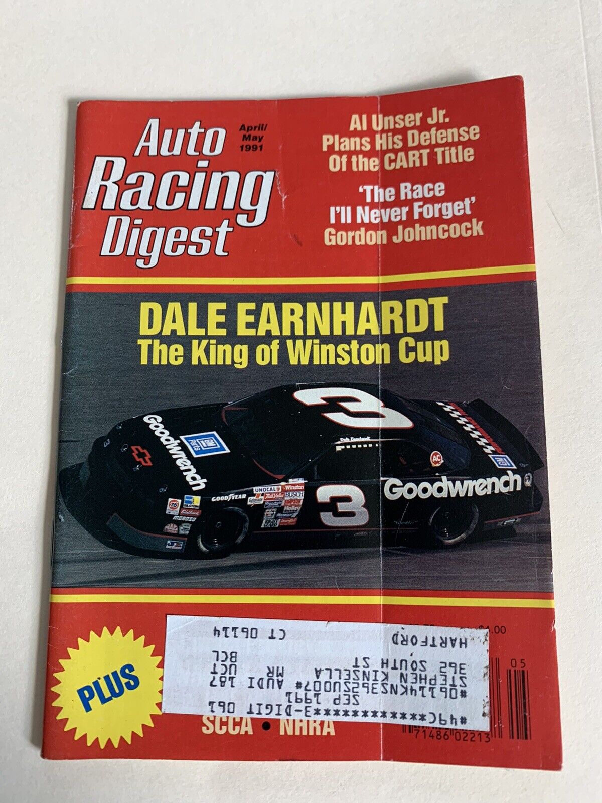 Auto Racing Digest.  April/may 1991.  Dale Earnhardt Front Cover