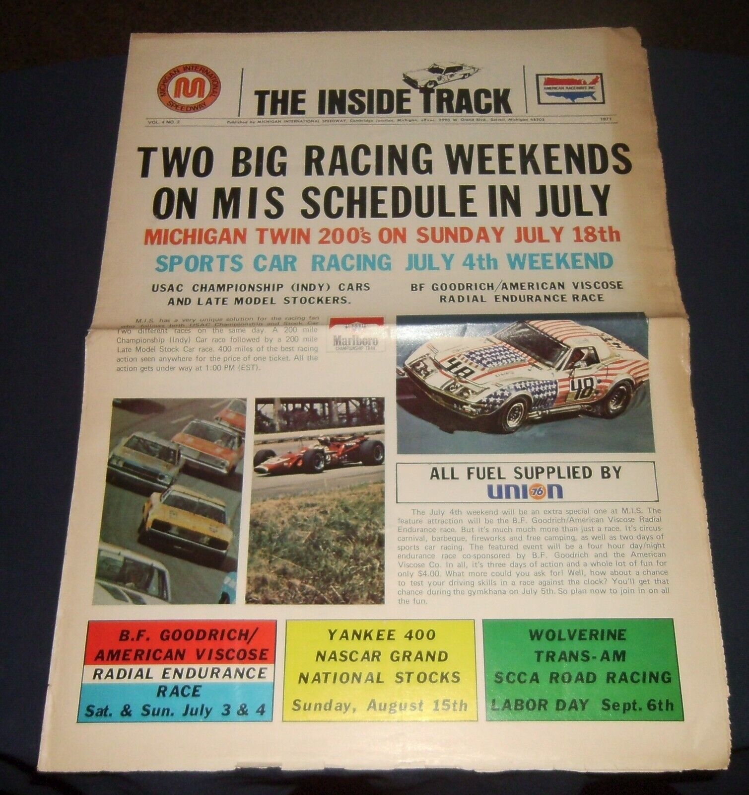 1971 Michigan International Speedway The Inside Track Paper Vol.4 #2