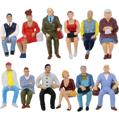 12pcs G Scale Sitting Figure 1:25 Seated People Railway Diorama 12 Different