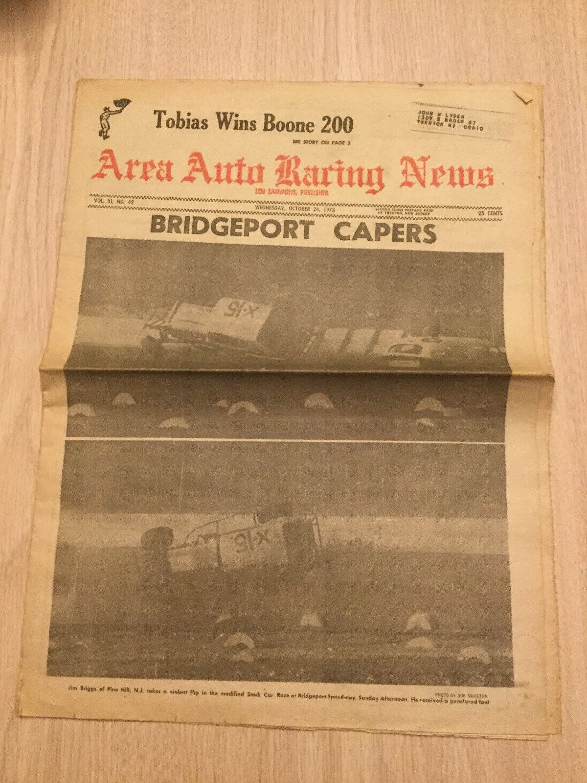 1973 Auto Car Racing Newspaper Bridgeport Speedway Jim Biggs Pine Hill Nj