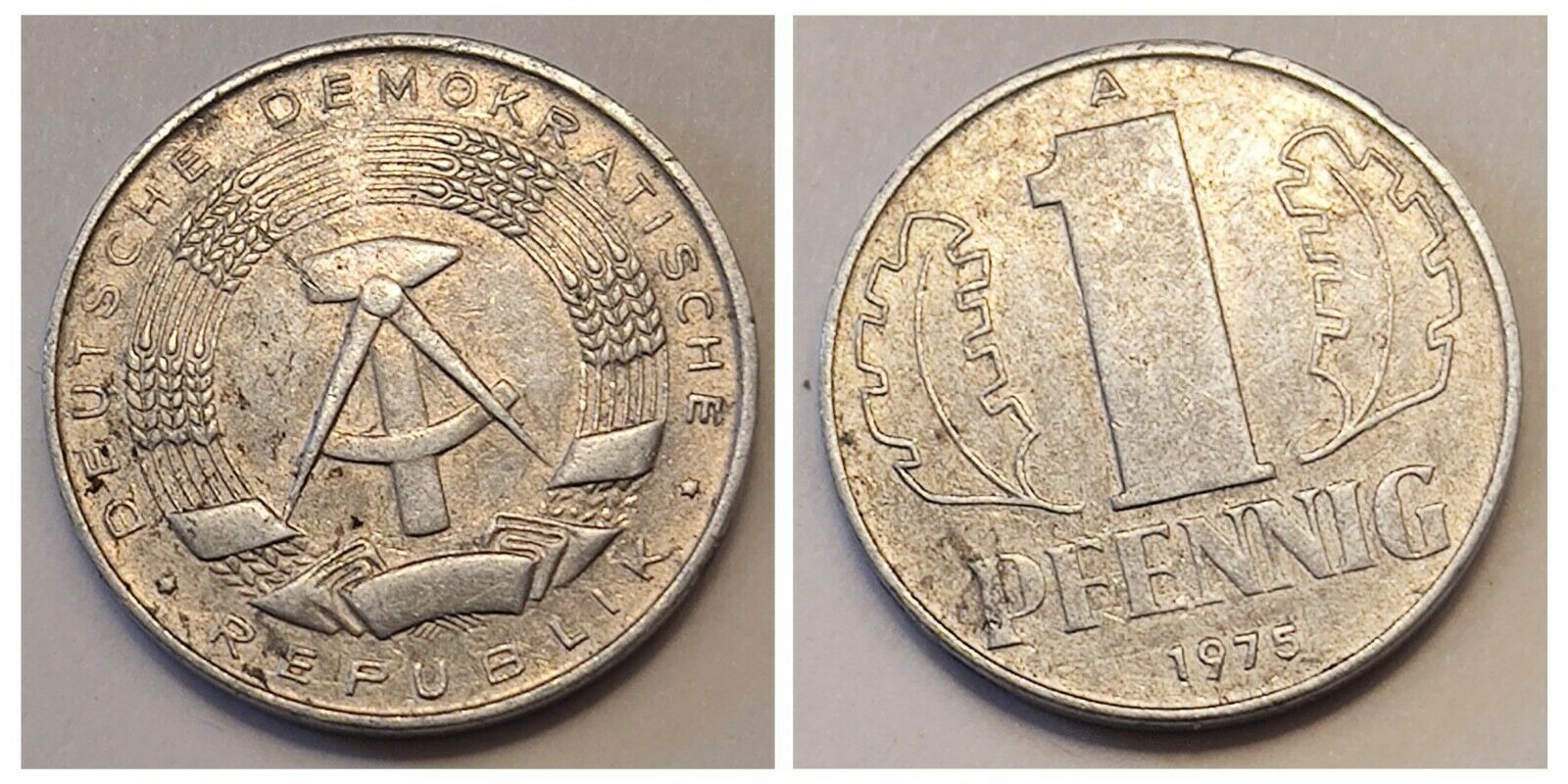 World Coins - German Democratic Republic Germany 1 Pfennig 1975 Coin Km# 8 , H.g