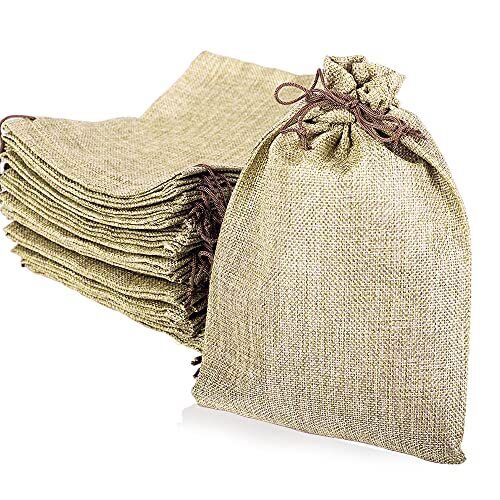 Burlap Bags With Drawstring Gift Bag Jewelry Pouches Cream 50 Pack 7x9 Lysxp