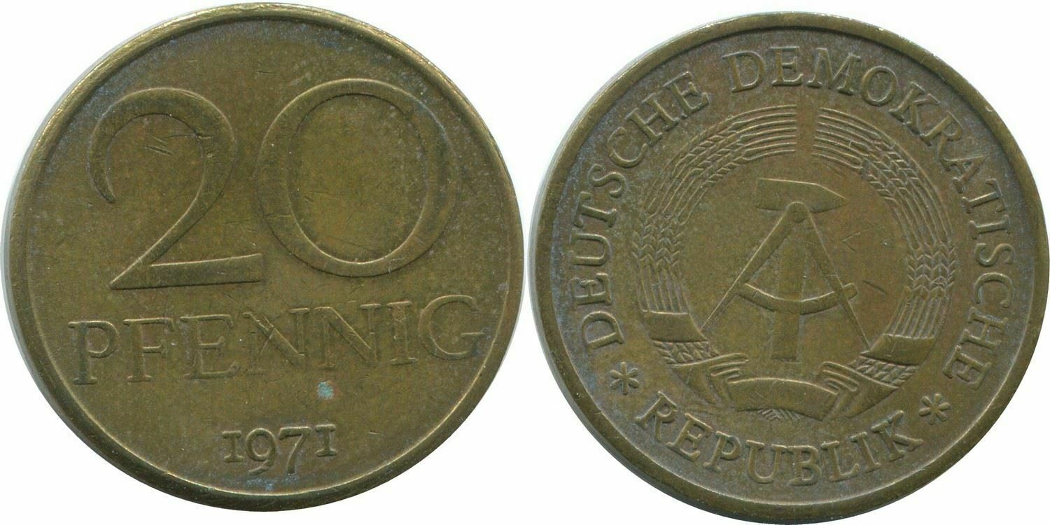 20 Pfennig 1971 Ddr East Germany Coin #ae117.u