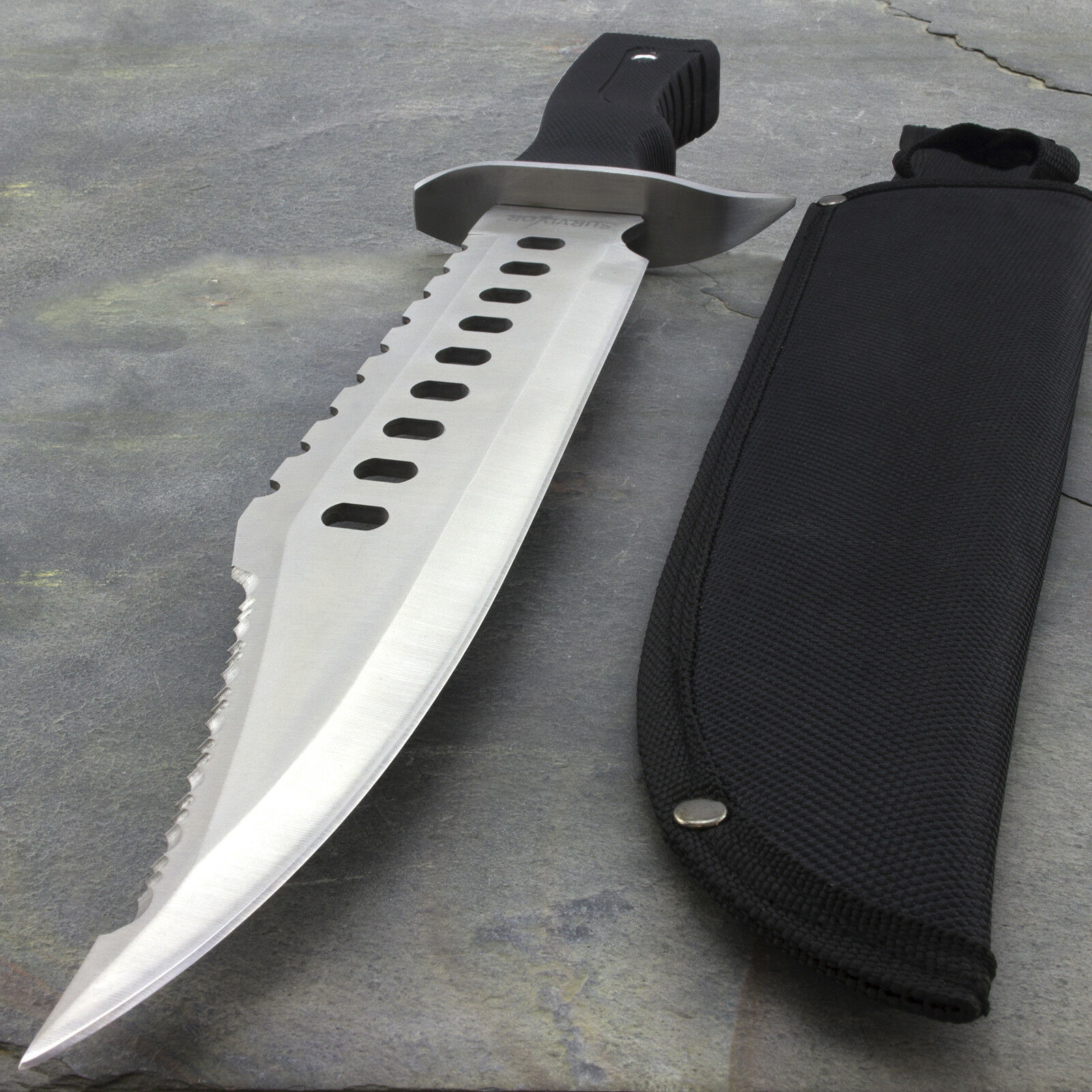 17" Large Survival Bowie Hunting Knife W/ Sheath Military Fixed Blade Combat