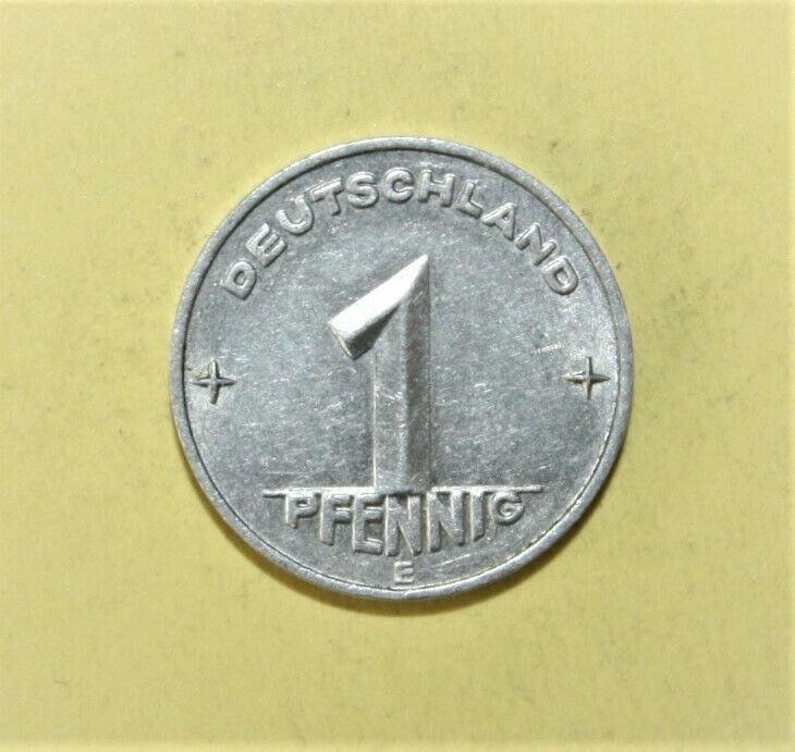 East Germany 1 Pfennig 1952-e Choice Uncirculated Aluminum Coin - Grain Sprigs