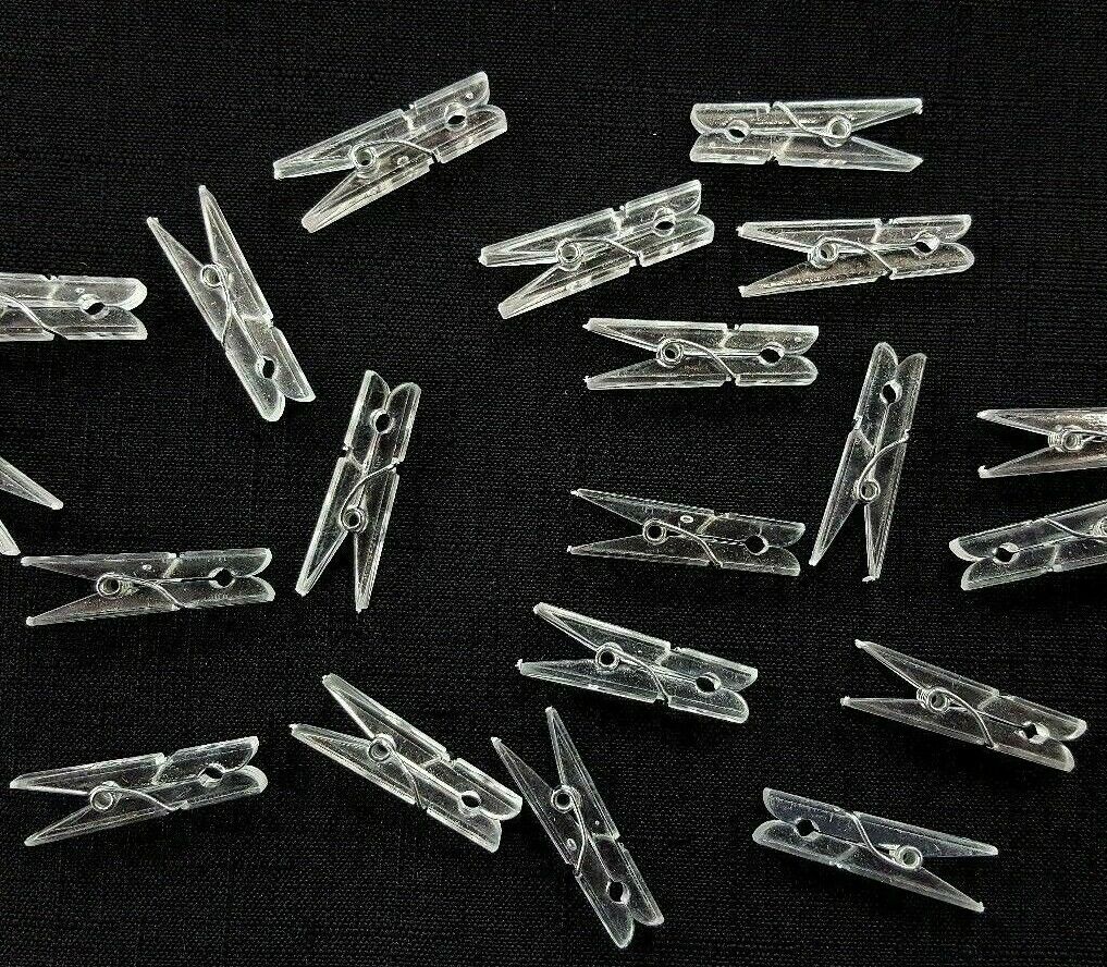 Clear Plastic Clothing Clip Small Plastic Spring Clamps For Socks, Shirts 20 Pcs