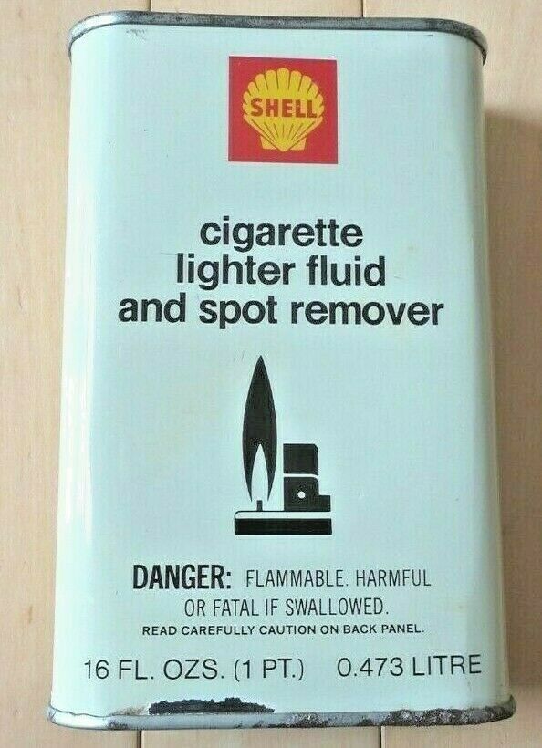 Vintage Original Shell Oil Cigarette Lighter Fluid And Spot Remover 16 Oz. Can