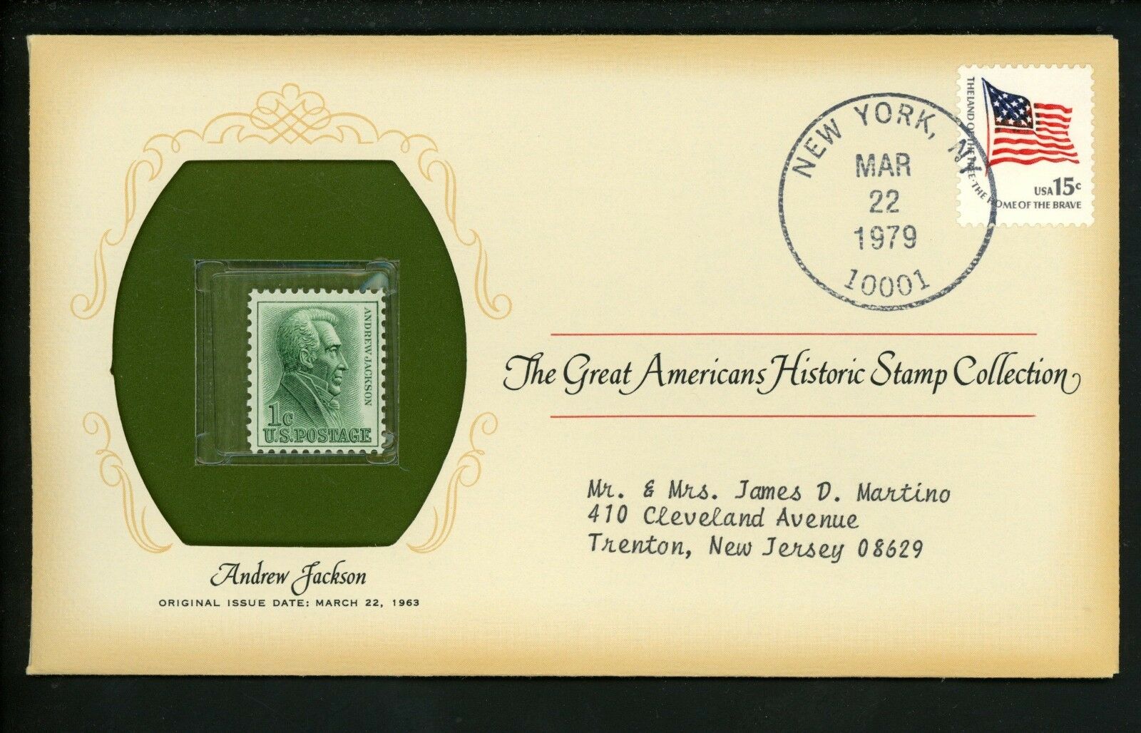 Commemorative Cover Great Americans #1209 Andrew Jackson Mar 22,1963 New York Ny