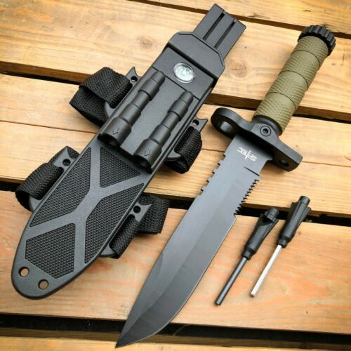 12.5" Military Tactical Hunting Fixed Blade Survival Knife W Fire Starter Army