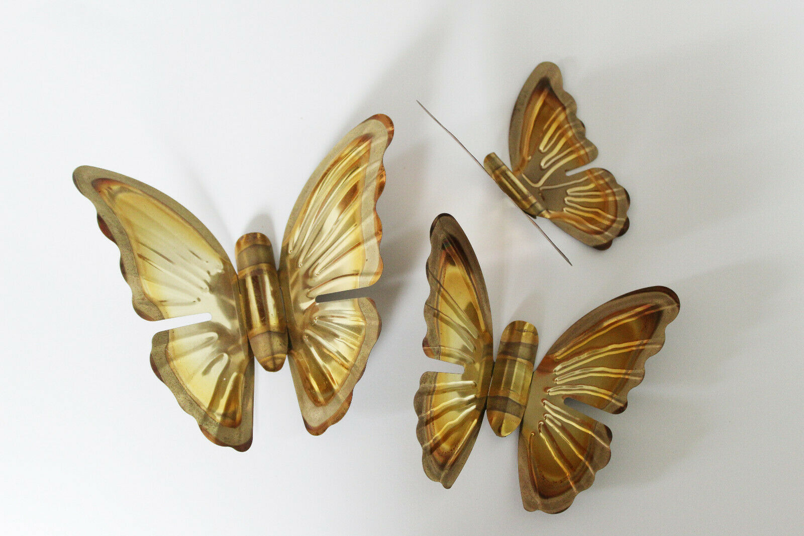 Vintage Brass Butterfly Wall Decor - Mid Century Set Of 3 Brass Butterflies