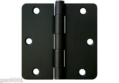 Matte Black 3.5"x3.5" Inch Door Hinges 1/4" Radius Corner  Interior 3" 3.5"