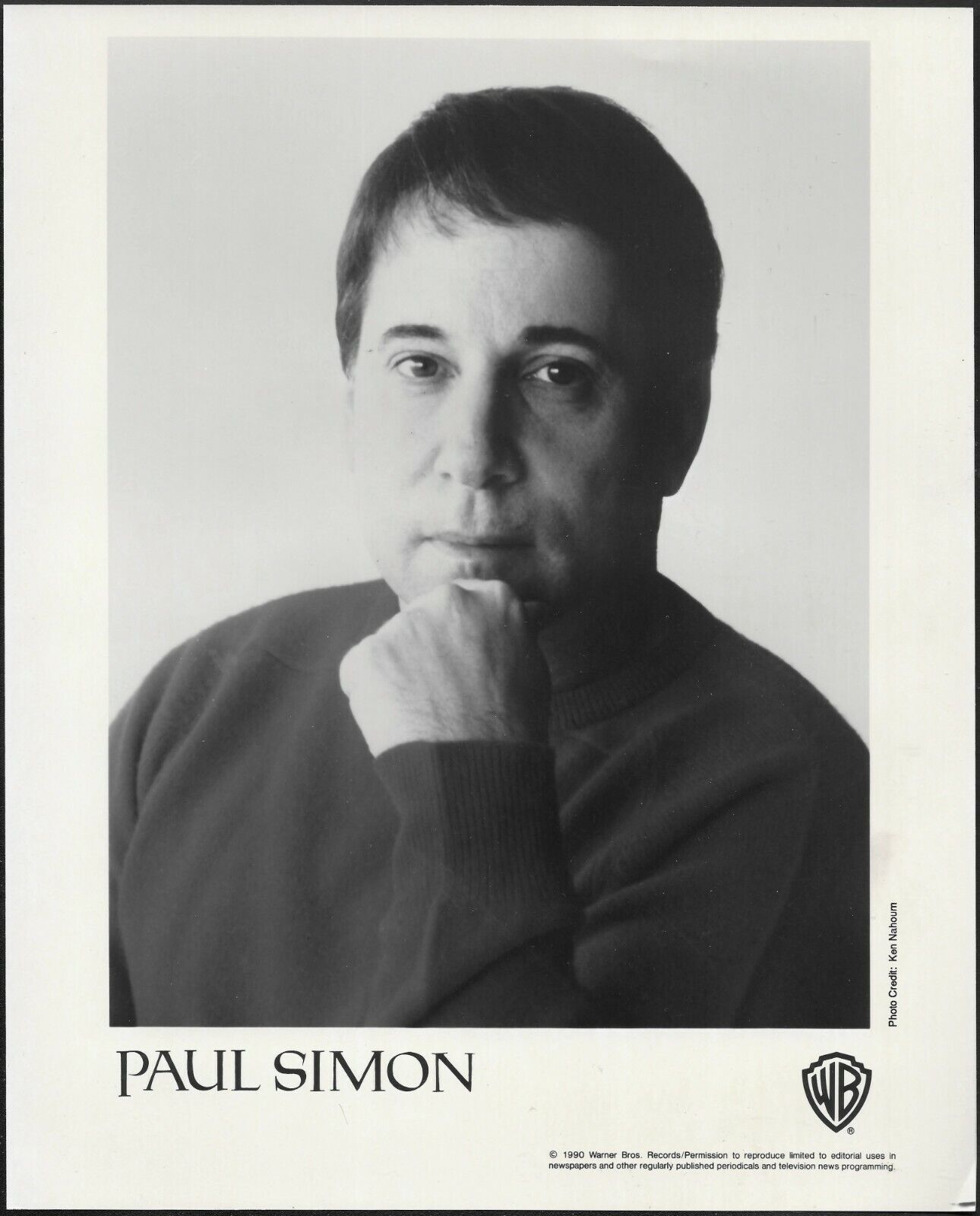 Paul Simon Original 1990 Warner Bros. Promo Photo