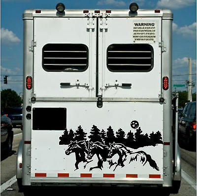 Running Horses Border Horse Trailer Truck Rv Camper Decal Stickers 22x40