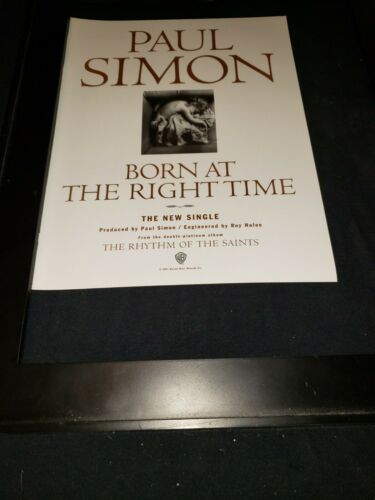 Paul Simon Born At The Right Time Rare Original Radio Promo Ad Framed!