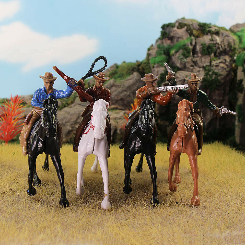 8pcs G Scale 1:25 Moldel Painted Figures Horses Western Vintage Cowboy Knight