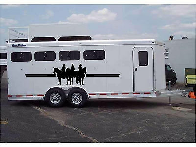 Horses & Riders Border Horse Trailer Rv Decal Stickers 23x76 Set Of 2 Stickers