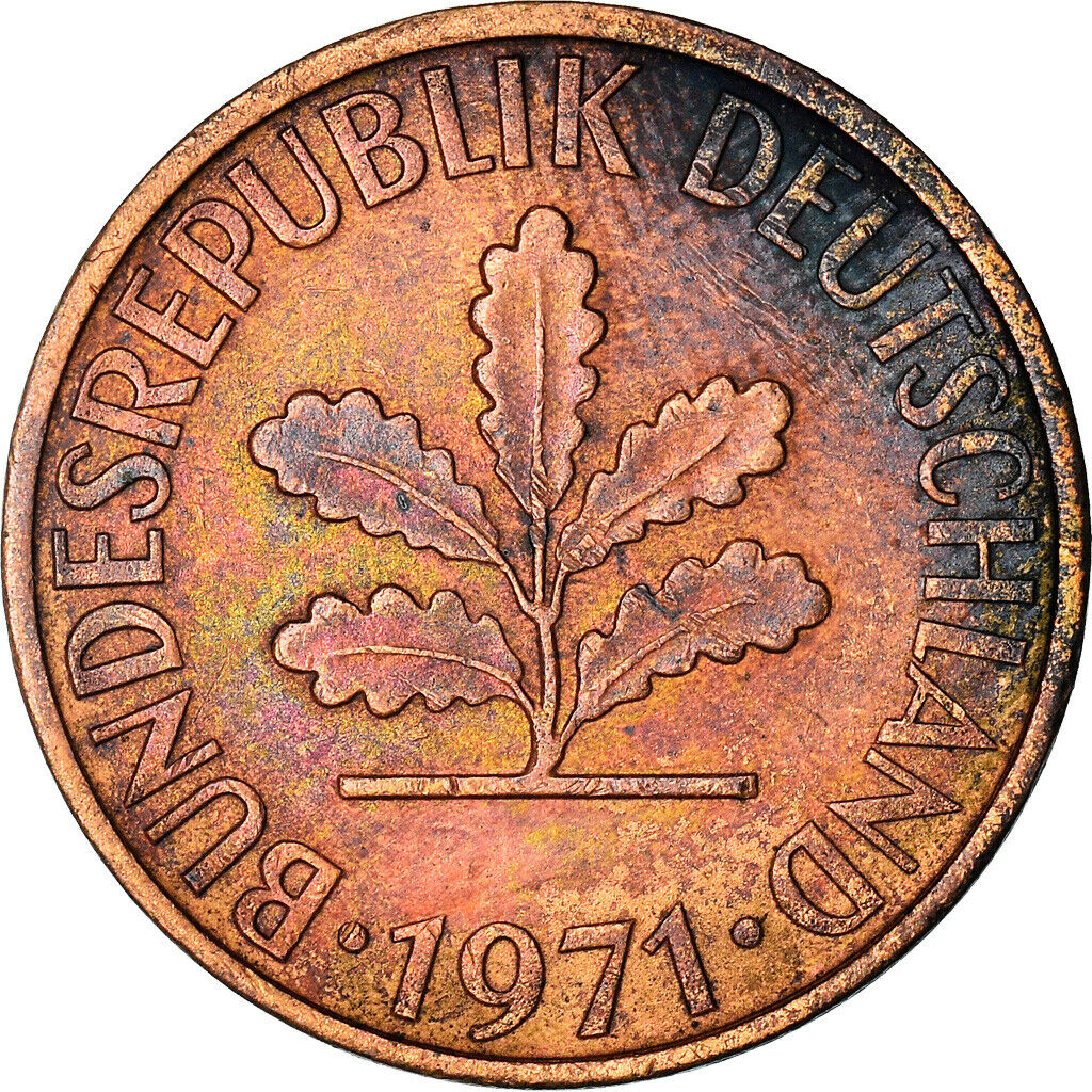 [#365749] Coin, Germany - Federal Republic, 2 Pfennig, 1971, Karlsruhe, Ef