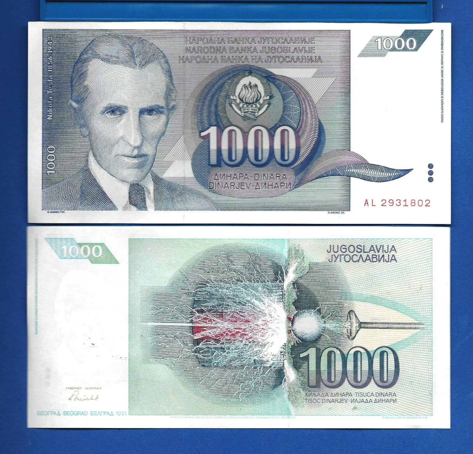 Yugoslavia P-110 1000 Dinara Year 1991 Uncirculated Banknote