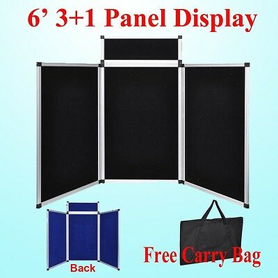 6' 3+1 Black Panel Header Trade Show Display Presentation Tabletop  Desktop