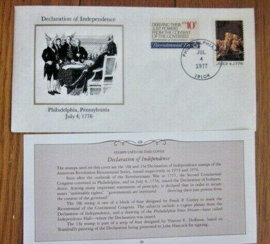 Declaration Of Independence  1776  Cover + Info Card