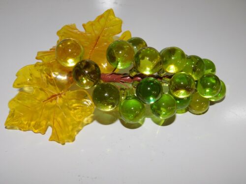 Bunch Of Green Acrylic Grapes With Amber Leaves